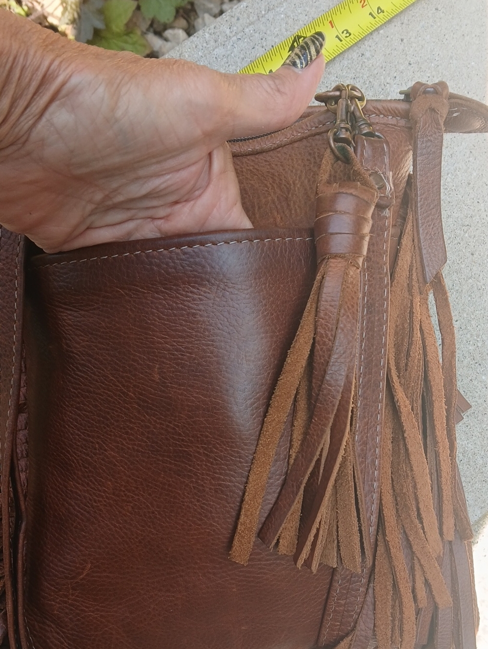 Double J Saddlery the PP41 Vintage Cognac Ostrich Pouch Purse - Picture 10 of 16